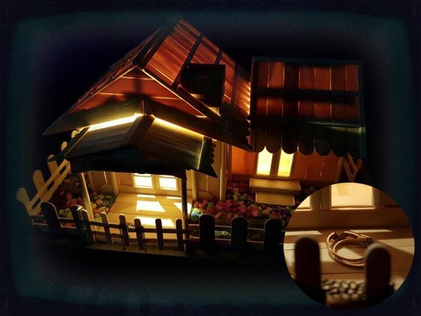 Trung Kiên gây bất ngờ cho Lê Phương khi tự tay làm tặng cô ngôi nhà mô hình bằng gỗ bên trong có cặp nhẫn cưới.