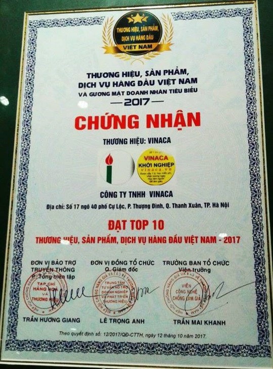 Đơn vị tôn vinh thương hiệu Vinaca từ chối trả lời về số tiền doanh nghiệp hỗ trợ - 1 Ban tổ chức cho rằng giải thưởng chỉ tôn vinh thương hiệu, còn không đánh giá về chất lượng sản phẩm
