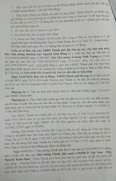 Vụ cổ phần hóa HACINCO: “Mòn mỏi” chờ hồi đáp từ Thanh tra Chính phủ? - 6 Vụ cổ phần hóa HACINCO: “Mòn mỏi” chờ hồi đáp từ Thanh tra Chính phủ? - 6