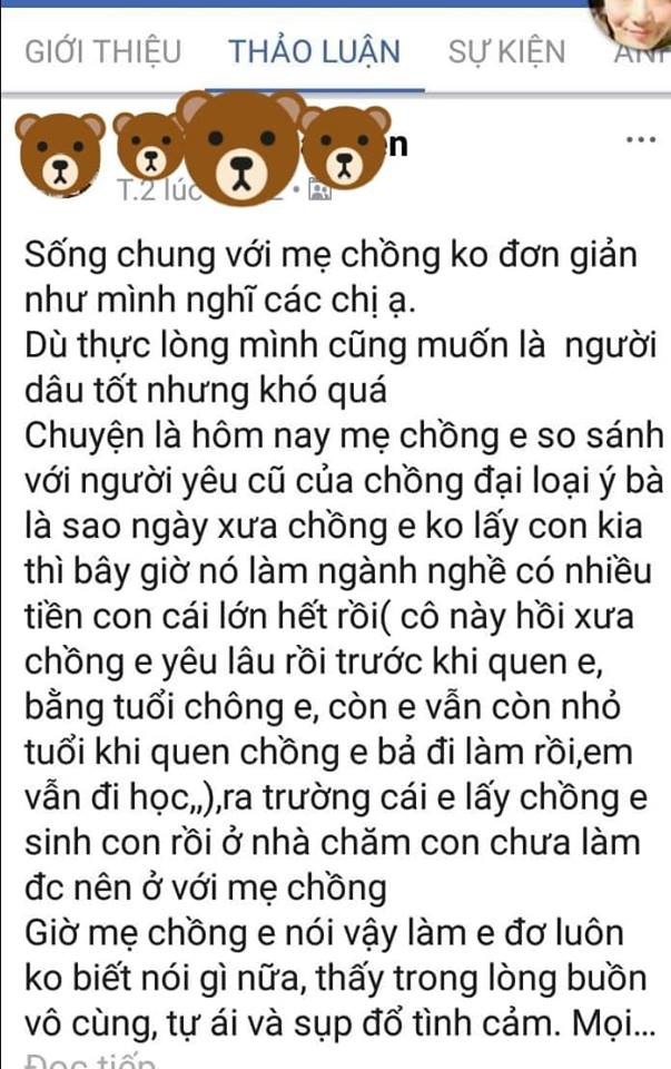 Dân mạng hiến kế để cô gái trẻ đối phó với việc bị mẹ chồng so sánh với người yêu cũ - 1 Câu chuyện được chia sẻ trên mạng