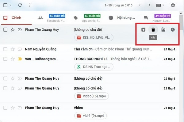 Hộp thư Gmail có giao diện mới, bổ sung hàng loạt tính năng ấn tượng - 2 Thanh công cụ để xử lý email mà không cần phải truy cập trực tiếp vào nội dung email như trước đây