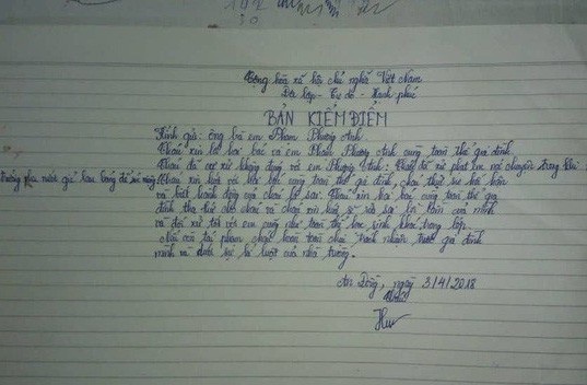 Phạt HS súc miệng bằng nước vắt giẻ lau bảng: Run rẩy, nghẹn ngào, sửng sốt - 1 Cô Nguyễn Thị Minh Hương viết kiểm điểm về sự việc (Ảnh: An Nhiên)