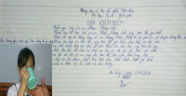 Nghề giáo khó và nguy hiểm vì giáo viên không hiểu và không yêu - 2
Bản kiểm điểm của cô giáo bắt học sinh uống nước vắt giẻ lau vì nói chuyện trong lớp.