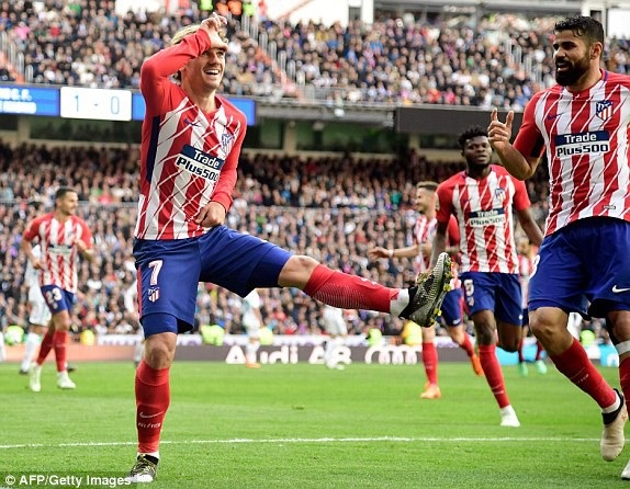 C.Ronaldo ghi bàn, Real Madrid bất phân thắng bại với Atletico - 4
Griezmann gỡ hòa 1-1 cho Atletico ở phút 57