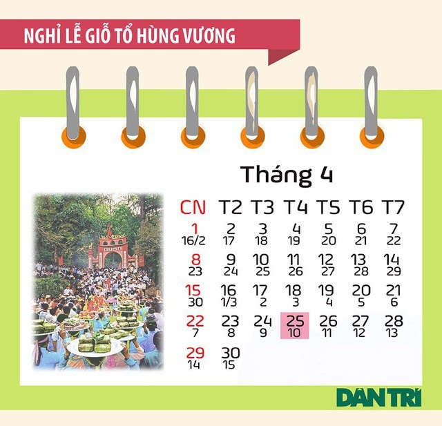 Lịch nghỉ Giỗ Tổ Hùng Vương, 30/4 và 1/5 - 1
Đồ hoạ: Vũ Toản