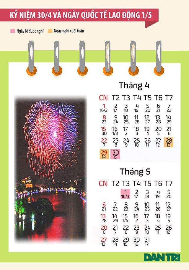 Lịch nghỉ Giỗ Tổ Hùng Vương, 30/4 và 1/5 - 2
Đồ Hoạ: Vũ Toản