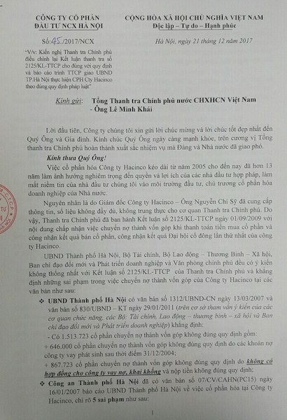 Vụ cổ phần hóa tai tiếng tại HACINCO: Còn lý do bí ẩn gì để trì hoãn? - 1 Vụ cổ phần hóa tai tiếng tại HACINCO: Còn lý do bí ẩn gì để trì hoãn? - 1