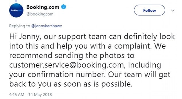 Khách Tây “té ngửa” khi đặt khách sạn ở Việt Nam qua mạng - 5 Đại diện từ phía trang web đặt phòng Booking.com đã liên lạc với Jenny nhưng cô quyết định bỏ qua và từ chối khiếu nại