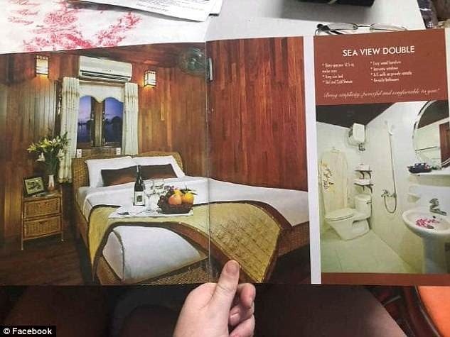 Yêu cầu doanh nghiệp xin lỗi, bồi thường du khách sau "chuyến đi kinh hoàng" của khách Tây - 1 Hình ảnh sang trọng về con tàu mà Lynne được nhìn thấy trước khi đặt phòng. Ảnh: Facebook/Lynne Ryan.