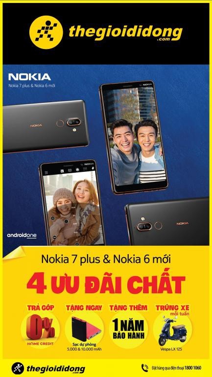 Bộ đôi smartphone mới nhất của Nokia: tăng cường hiệu năng, giá tốt, nhận quà hấp dẫn - 6 Nokia 7 Plus được tặng kèm pin dự phòng 10.000 mAh, Nokia 6 mới tặng sạc 5.000 mAh