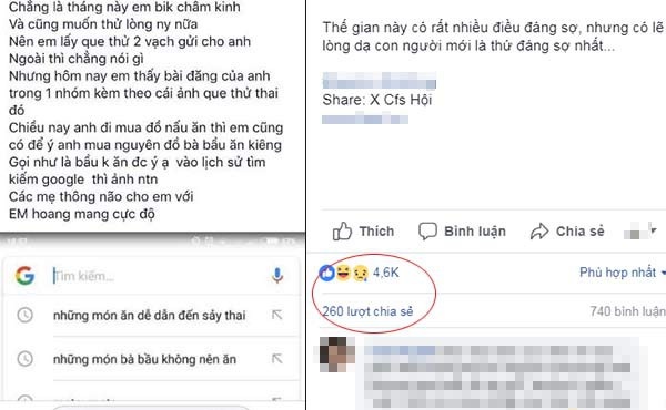Gửi ảnh que thử 2 vạch, cô gái sốc khi biết bạn trai lên mạng tìm món ăn gây sảy thai để nấu - 2 Dòng tâm sự khiến cộng đồng mạng dậy sóng. Ảnh chụp màn hình