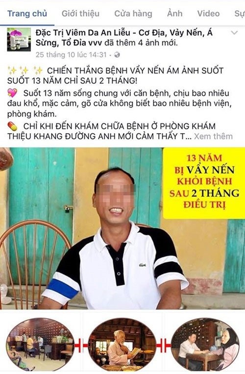 Xảo trá như thị trường thực phẩm chức năng (kỳ 3): Những địa chỉ “đen” - 6 Tháng 11.2016, bệnh nhân Lê Văn Phúc (Kim Chung, Đông Anh, Hà Nội) từng “tố” Thiệu Khang Đường sử dụng hình ảnh của mình để quảng cáo láo.
