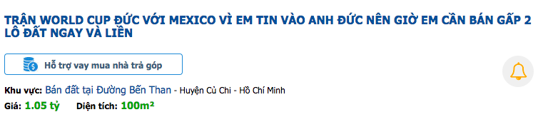Ồ ạt rao bán nhà, bán đất vì thua độ World Cup: Sự thực hay chiêu trò môi giới? - 2 Ồ ạt rao bán nhà, bán đất vì thua độ World Cup: Sự thực hay chiêu trò môi giới? - 2
