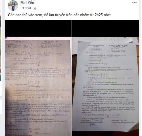 Vụ lọt đề thi lớp 10 tại Hà Nội: Do thầy giáo coi thi tung lên mạng - 2 Đề thi Toán (bên trái) lan truyền trên mạng lúc đầu được xác định là đề giả.