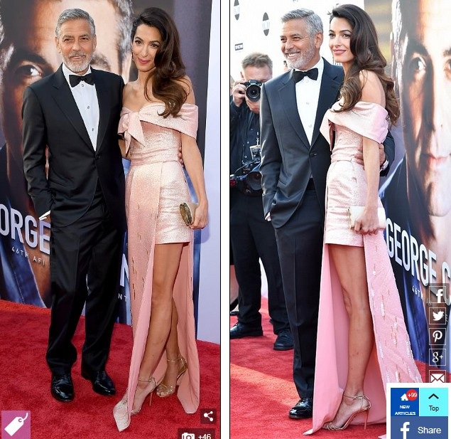 Vợ chồng George Clooney hôn nhau say đắm - 3
Nam diễn viên 57 tuổi hạnh phúc khi đưa vợ trẻ cùng dự sự kiện