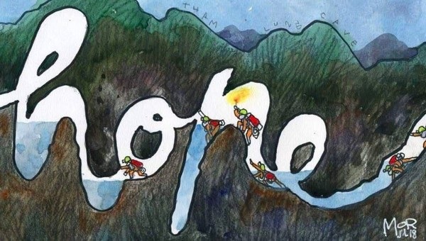 Dân mạng thiết kế ảnh cầu chúc đội bóng Thái mắc kẹt trong hang thoát ra an toàn - 4 Đường hầm trong hang được tạo nên từ chữ “Hope” (Hy vọng)