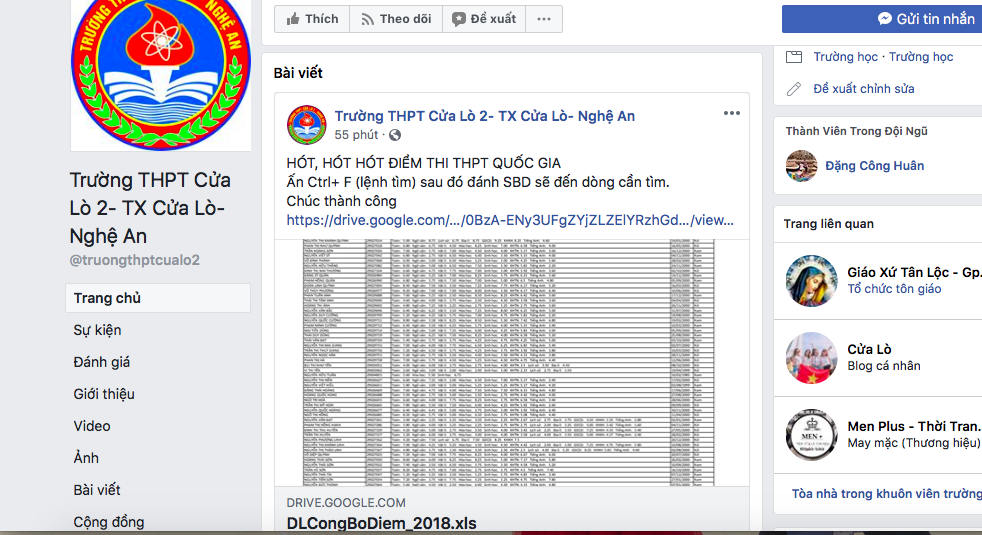 điểm thi được chia sẻ trên mạng điểm thi được chia sẻ trên mạng