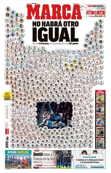 C.Ronaldo rời Real Madrid: Tạm biệt tượng đài! - 1
Trang bìa tờ Marca tri ân C.Ronaldo