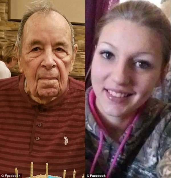 Cựu quân nhân 94 tuổi Thomas Hendrix (trái) và Heather Weldon, người đã lấy cắp 40USD trong ví của ông