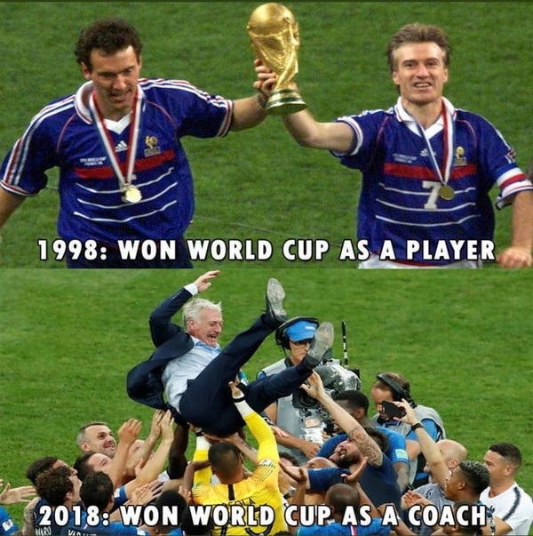 Sau 20 năm, Didier Deschamps một lần nữa được nâng cao chiếc cúp vàng World Cup, nhưng lần này ở vai trò huấn luyện viên