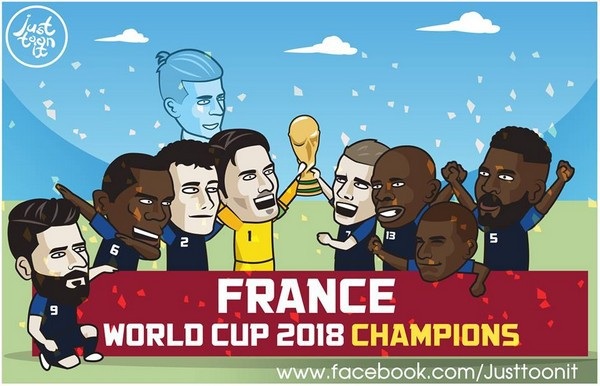 Đội tuyển Pháp đã trở thành nhà tân vô địch thế giới sau khi World Cup 2018 khép lại (Ảnh: Just toon it)