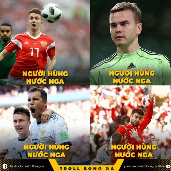 Hậu vệ Pique của Tây Ban Nha được xem như... người hùng của đội bóng Nga vì pha chơi bóng bằng tay đã giúp cho các cầu thủ Nga san bằng tỷ số và giành chiến thắng chung cuộc sau loạt luân lưu