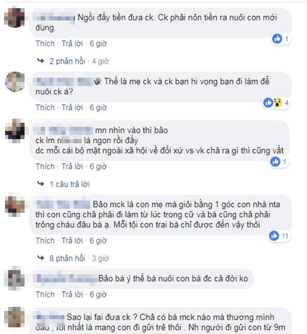 Không đưa tiền cho chồng tiêu, mẹ chồng bực mình tính tiền trông cháu nội từ khi 1,5 tháng tuổi - 1 Bình luận của cư dân mạng. Ảnh chụp màn hình
