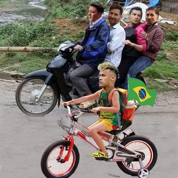 “Chết cười” loạt ảnh chế của dân mạng sau chiến thắng của Brazil tại World Cup 2018 - 3 Neymar đã chọn một con đường khác thay vì lên xe để về nước như các “đàn anh”