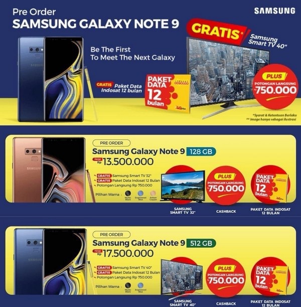 Hình ảnh poster quảng cáo về Galaxy Note 9 tại thị trường Indonesia vừa bị rò rỉ cho thấy giá bán “chát” của sản phẩm