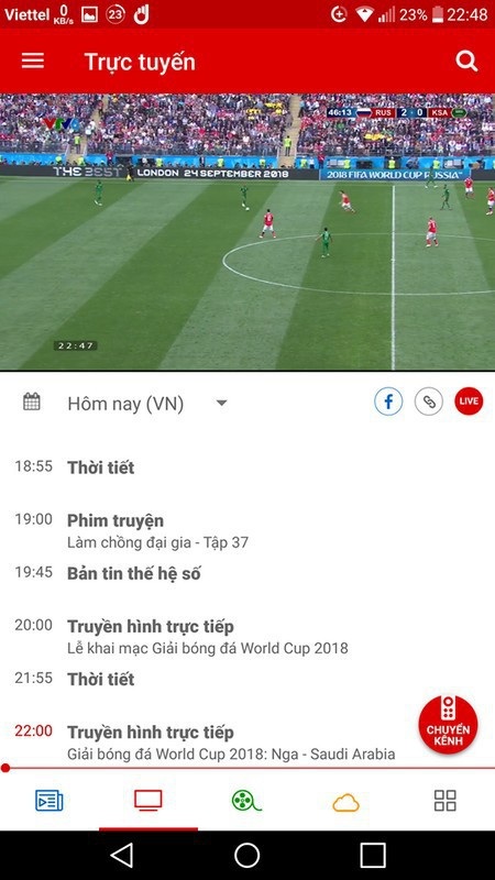 Dân mạng tẩy chay các trang phát “lậu” World Cup vì lo ngại bị ngừng phát sóng - 4 Người dùng hoàn toàn có thể xem trực tiếp miễn phí các trận đấu tại World trên TV, trên web hoặc thông qua ứng dụng với đầy đủ bản quyền mà không cần phải xem “lậu” các trận đấu này
