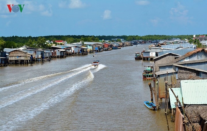 Đặc sắc nhà “cao cẳng” ở đất Mũi Cà Mau - 1 Nhà sàn cặp bờ sông rất phổ biến ở các địa phương vùng sông nước Miền Tây như: Cần Thơ, Sóc Trăng, Bạc Liêu,…