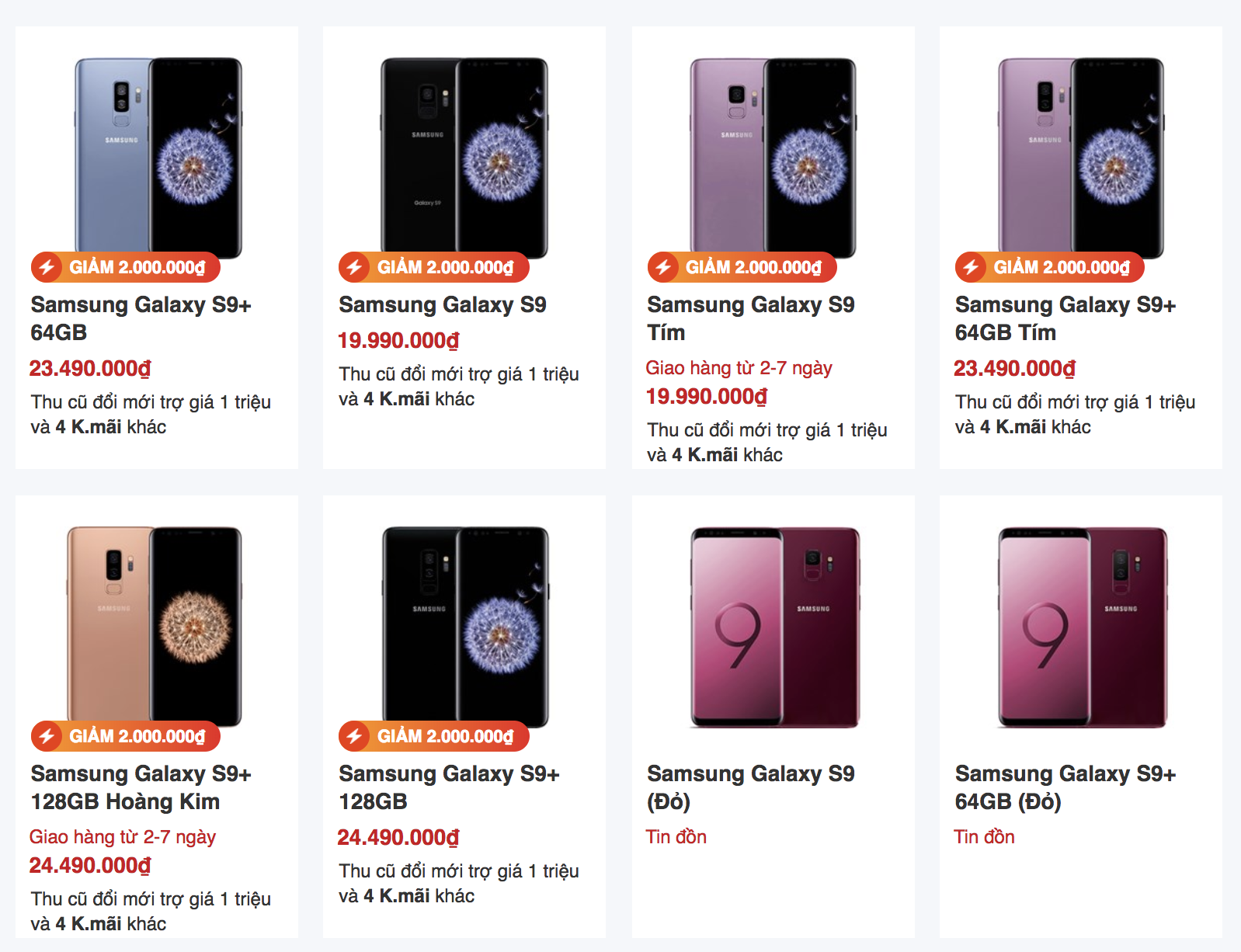 Galaxy S9 và S9+ đồng loạt giảm giá