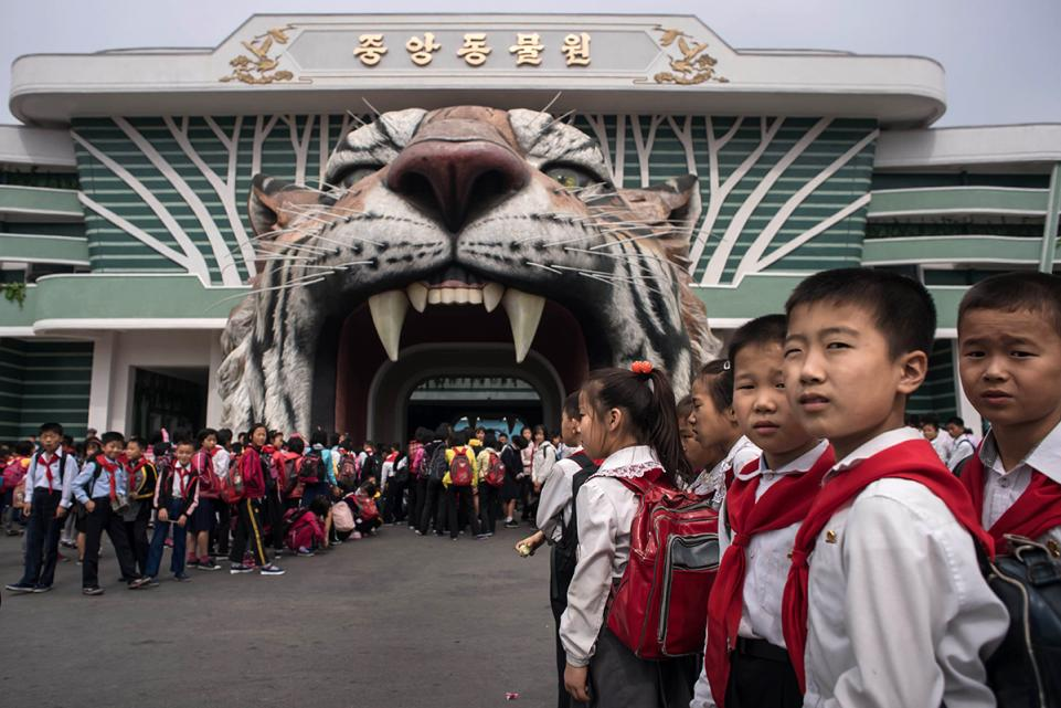 Bên ngoài Bảo tàng Lịch sử Thiên nhiên tại Bình Nhưỡng. (Ảnh: AFP)