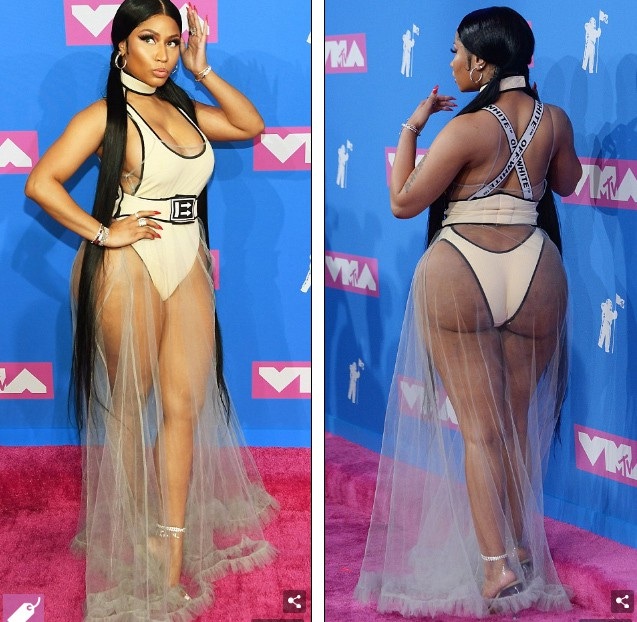 Những sao bị chê mặc xấu trên thảm đỏ VMA - 4
Nicki Minaj trong bộ váy màn tuyn kém sang