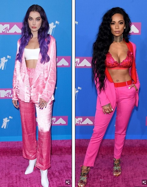 Những sao bị chê mặc xấu trên thảm đỏ VMA - 21
Olivia OBrien và Erica Mena bị chê màu hồng quá sến