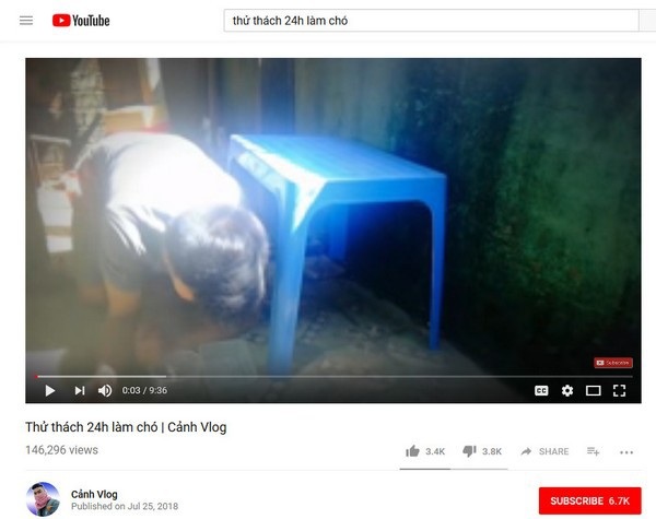 Ngán ngẩm giới trẻ Việt bất chấp tất cả để quay clip “câu view” trên Youtube - 2 Video “Thử thách 24h làm chó” đã thu hút hơn 146 ngàn lượt xem trên Youtube