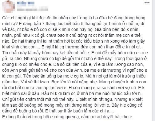 Vợ mang thai khóc cạn nước mắt khi nghe chồng tuyên bố thua “1000 lần vợ cũ” - 1
Tâm sự của người vợ khiến cư dân mạng phẫn nộ. Ảnh chụp màn hình.