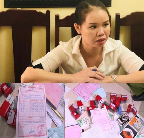 Mua bán hóa đơn trái phép gây thất thoát gần 30 tỷ đồng tiền thuế - 1 Đối tượng Huyền cùng tang vật vụ án.