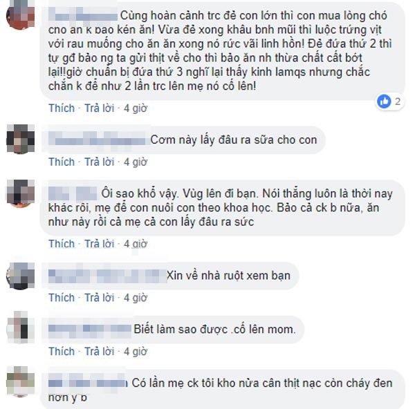 Rất nhiều bình luận an ủi bà mẹ trẻ trong hoàn cảnh khó xử này. Ảnh chụp màn hình