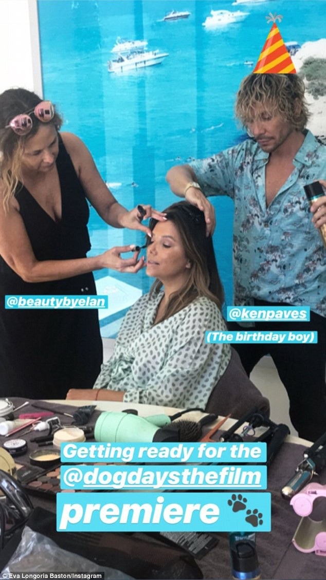 Eva Longoria tái xuất sau hơn 1 tháng sinh con - 4
Người đẹp cũng khoe ảnh hậu trường trước khi lên thảm đỏ dự ra mắt phim mới