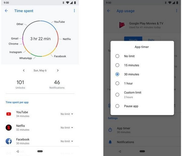 Android 9.0 P có tên gọi chính thức, bắt đầu phát hành đến người dùng - 1 Android 9.0 Pie cho phép người thiết lập giới hạn thời gian sử dụng các ứng dụng trên thiết bị