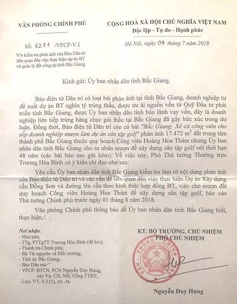Tỉnh Bắc Giang xin xử nghiêm, khắc phục sai phạm vụ cho mượn đất làm sân tập golf - 2 Tỉnh Bắc Giang xin xử nghiêm, khắc phục sai phạm vụ cho mượn đất làm sân tập golf - 2
