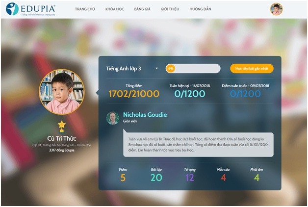 4 lý do nên cho con học tiếng Anh Online trên Edupia.vn - 3 Bố mẹ có thể tra cứu kết quả học tập của con bất cứ lúc nào.