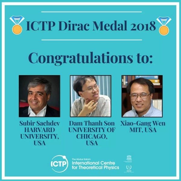 Giáo sư Việt Nam được trao Huy chương Dirac năm 2018 - 1 Trên trang web ICTP công bố 3 nhà vật lý được trao Huy chương Dirac 2018.