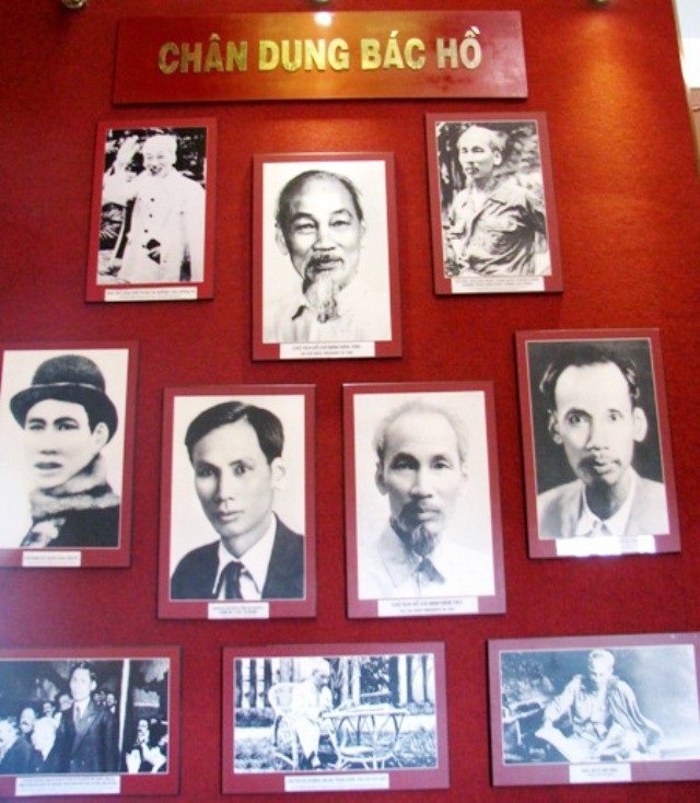 Những hình ảnh về Chủ tịch Hồ Chí Minh tại Đền thờ ở Bạc Liêu - 1 Chân dung Chủ tịch Hồ Chí Minh qua từng thời gian.