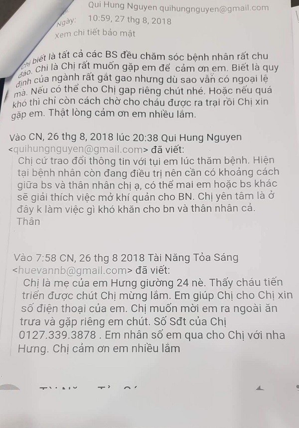 Bệnh nhân tử vong vì viêm tụy cấp: Cấp cứu qua loa hay tập trung nguồn lực cứu chữa? - 4 Những email trao đổi giữa người mẹ với bác sĩ của bệnh viện được bệnh viện in ra