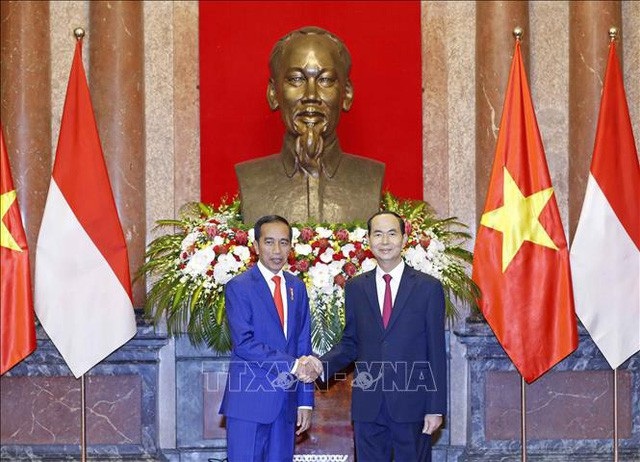 Ngày 11/9/2018, Chủ tịch nước Trần Đại Quang tiếp đón Tổng thống Indonesia Joko Widodo thăm cấp Nhà nước tới Việt Nam (ảnh: TTXVN)