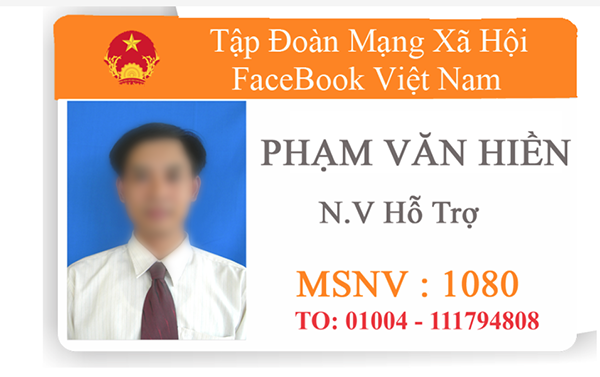 Tái diễn trò lừa đảo tặng xe SH cho người dùng Facebook - 4 Thẻ nhân viên của Tập đoàn mạng Xã hội Facebook có in cả quốc huy của Việt Nam.