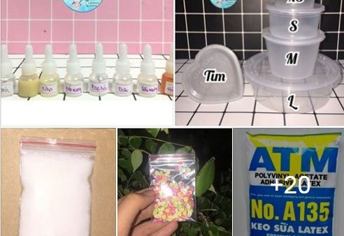Chuyên gia cảnh báo về “chất nhờn ma quái” slime bán tràn lan trên mạng xã hội - 2 Nguyên liệu chế tạo slime được rao bán trên mạng xã hội.