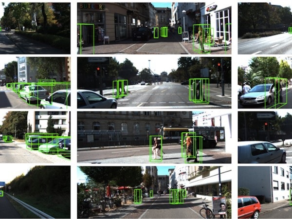 Hình ảnh được cho là phần mềm nhận diện các đối tượng trên đường trên hệ thống xe tự lái của Apple